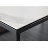 Table basse plateau céramique aspect marbre et métal