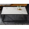 Table basse plateau céramique aspect marbre et métal