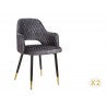 Chaises design en velours gris et pieds métal noir