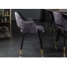 Chaises design en velours gris et pieds métal noir