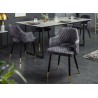 Chaises design en velours gris et pieds métal noir