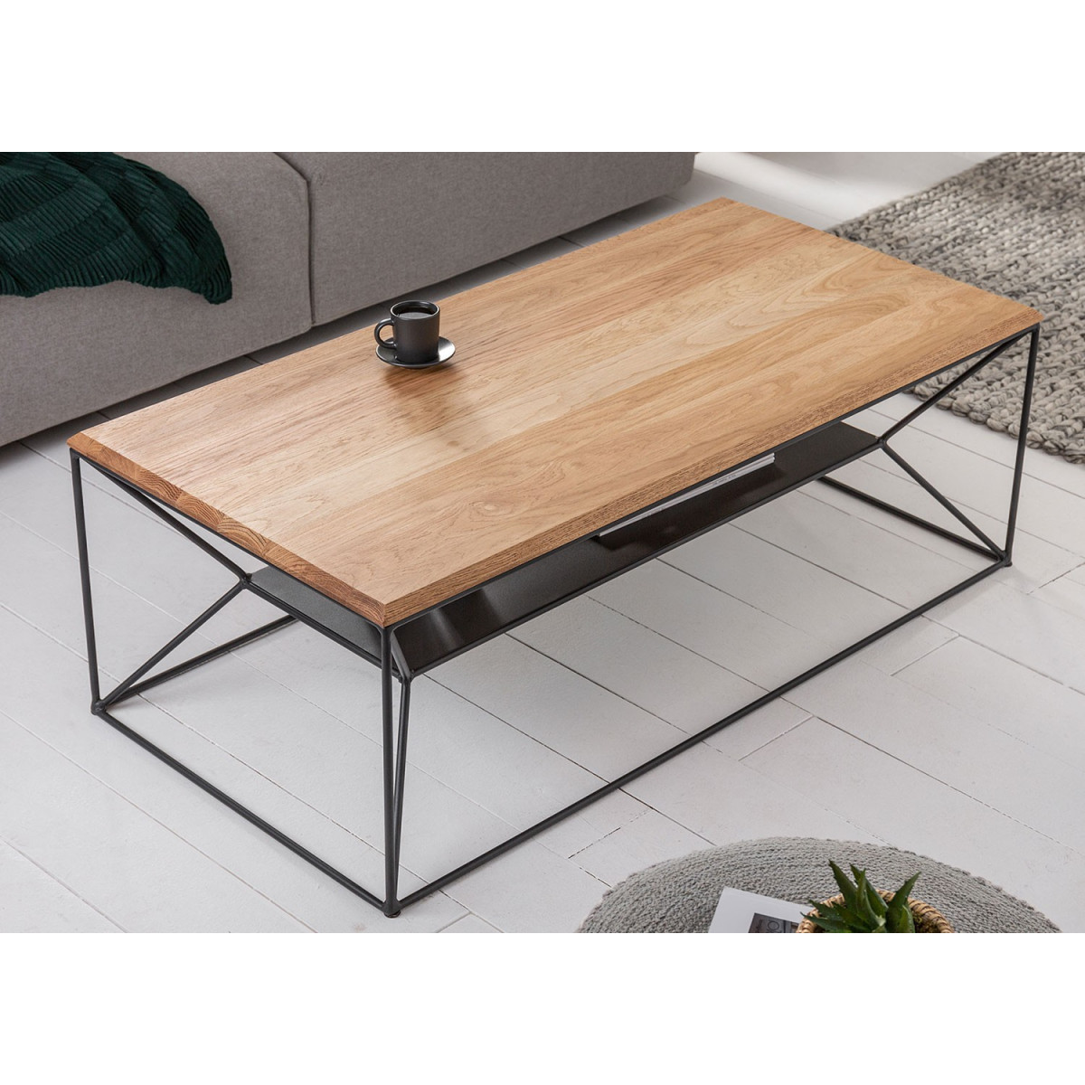 Table basse plateau en bois de chêne 1m10