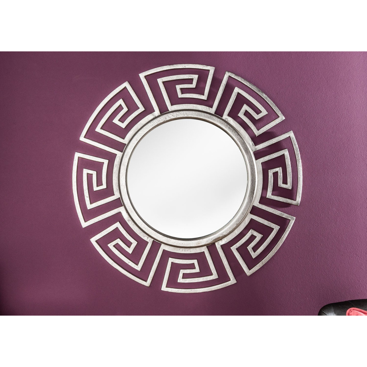 Miroir rond argenté design glamour 85 cm