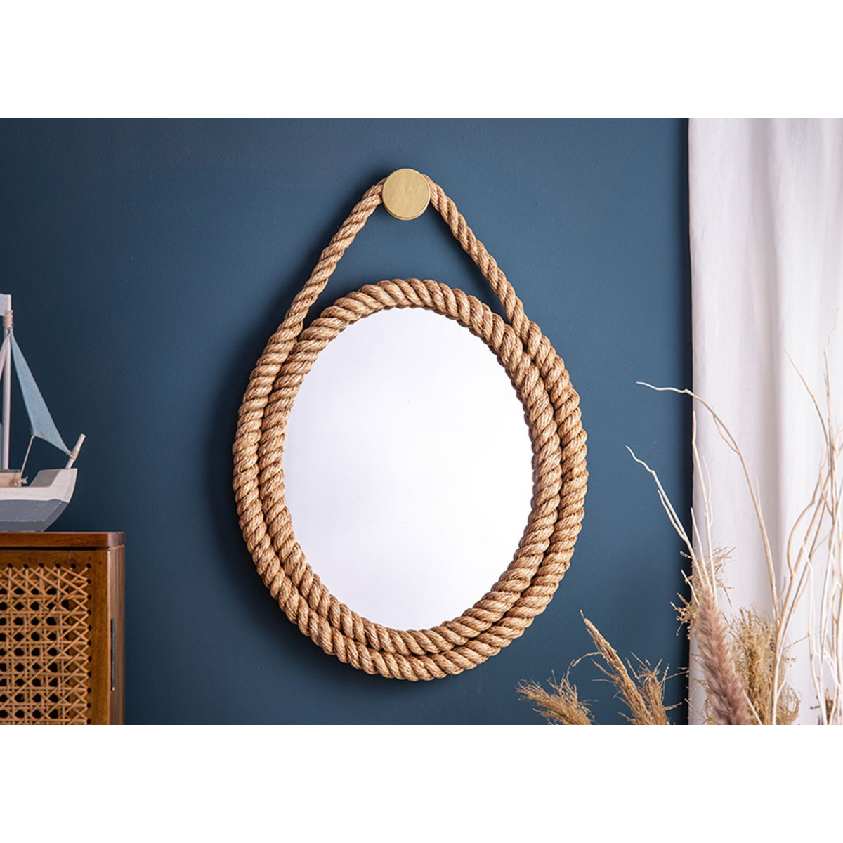 Miroir mural corde style marin 62 cm