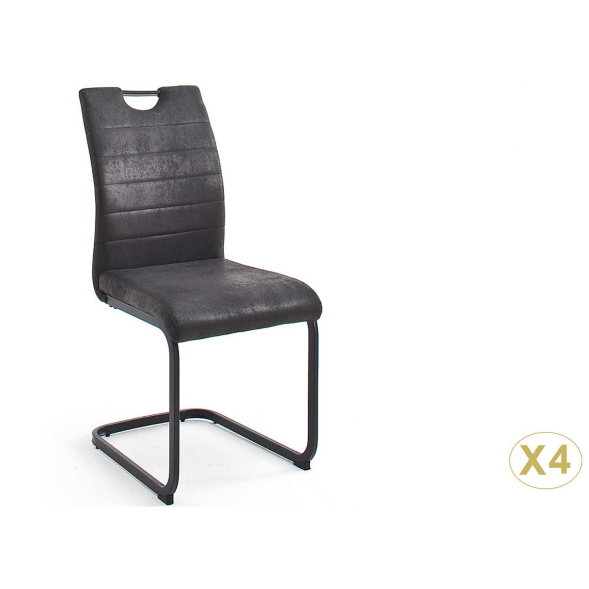Lot de 4 chaises avec poignée au dossier