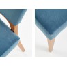 Chaises design tissu velours et 4 pieds en bois massif