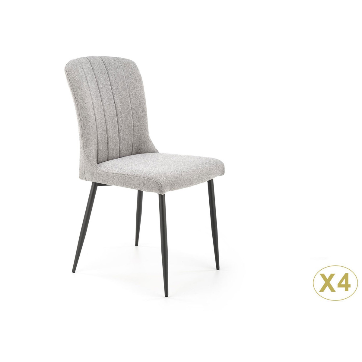 Lot de 4 chaises modernes en tissu gris et pieds en métal noir