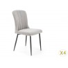 Lot de 4 chaises modernes en tissu gris et pieds en métal noir