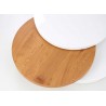 Table basse ronde blanc laqué et bois