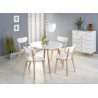 Table à manger extensible blanc et bois 102-142 cm