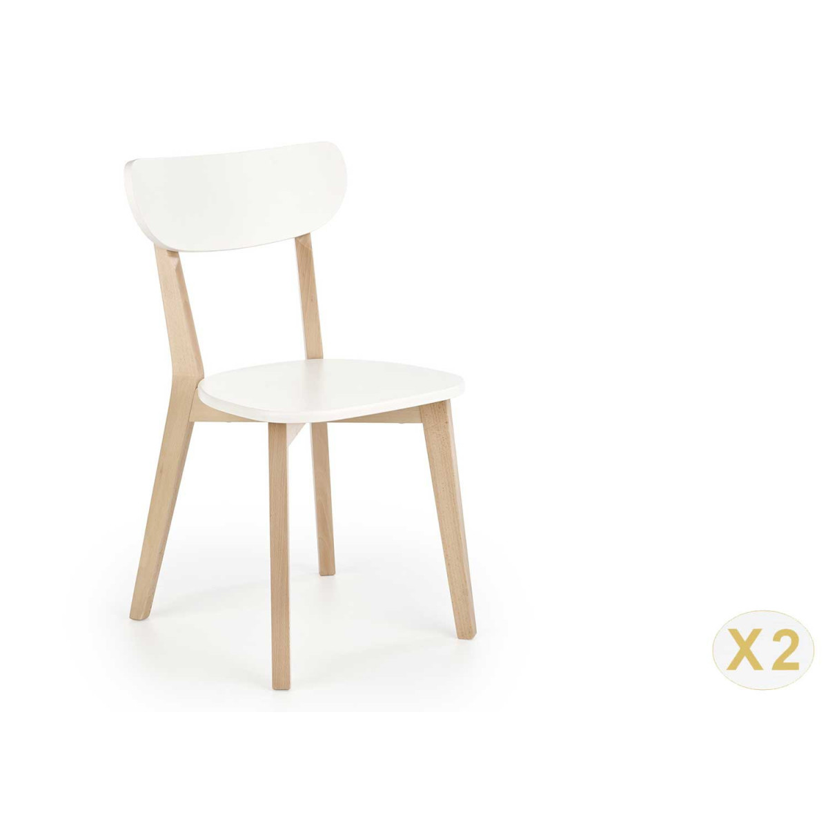 Lot de 2 chaises blanche et bois scandinave