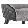 Lot de 2 chaises rembourrées tissu gris et simili noir