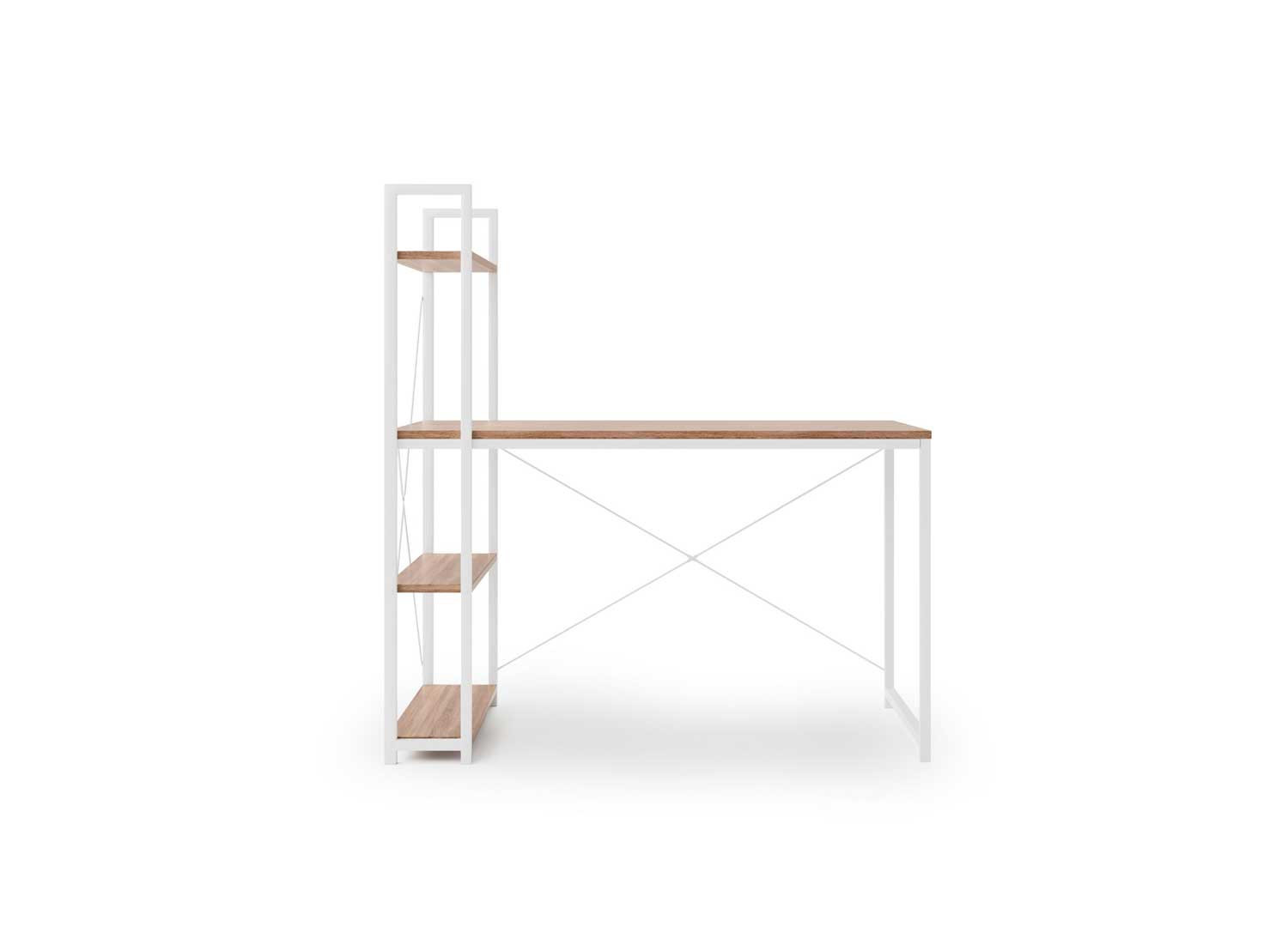 Bureau avec étagère style industriel BUZELIN L100xP50cm Chêne