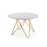 Table ronde effet marbre gris pied doré