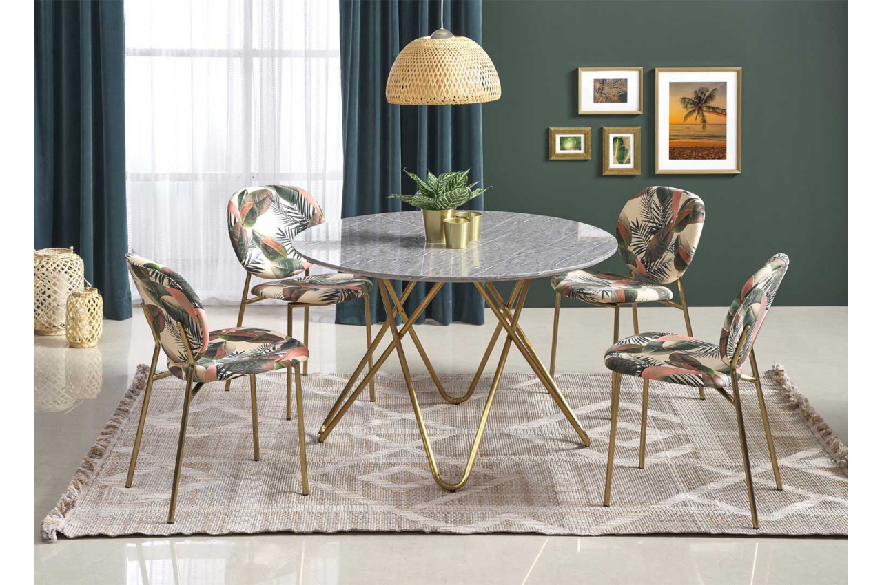 Table à manger ronde en marbre avec avec rallonge 130-180cm Galatée