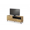 Meuble tv moderne 160 cm chêne et noir 3 tiroirs et 1 niche