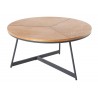 Table basse ronde chêne naturel et pied métal noir