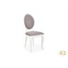 Lot de 2 chaises en tissu gris 4 pieds blanc design baroque