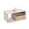 Table basse pas cher 1m10 blanche et chêne sonoma
