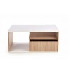 Table basse pas cher 1m10 blanche et chêne sonoma