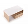 Table basse pas cher 1m10 blanche et chêne sonoma