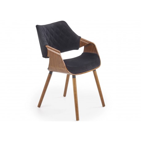 chaise tissu noir et bois massif style rétro