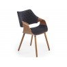 chaise tissu noir et bois massif style rétro