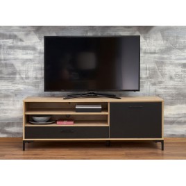 Meuble tv 160 cm couleur chêne artisanal et noir