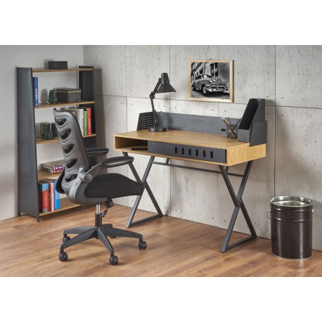 Bureau chêne et métal noir 1m10 design industriel