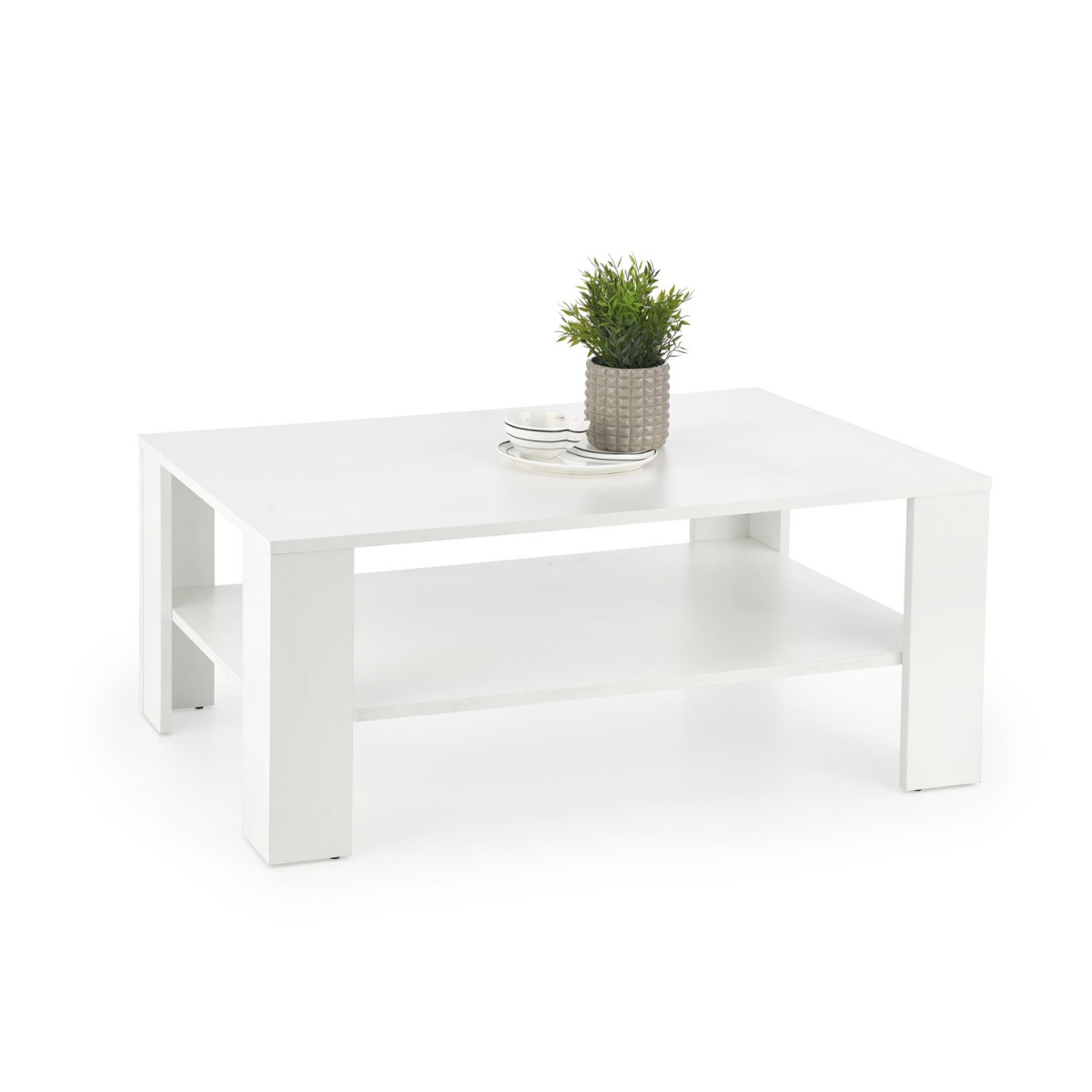 Table basse blanche pas cher avec étagère