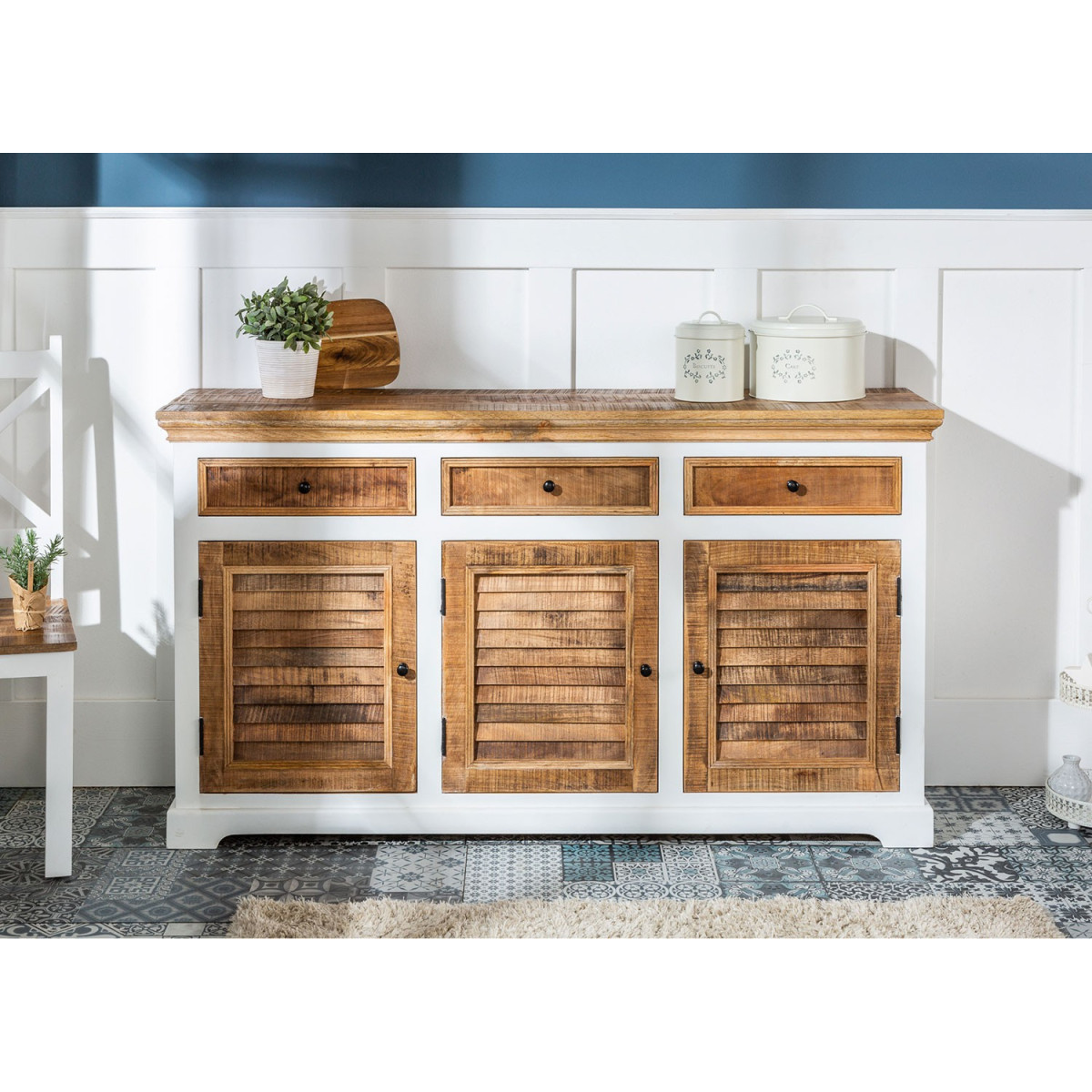 Buffet campagnard chic en bois massif