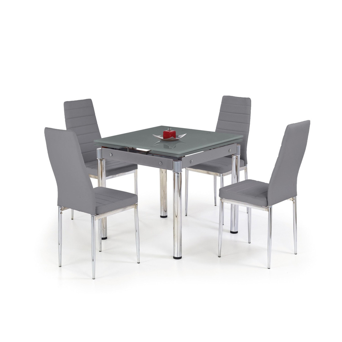 Table de repas carrée verre gris extensible