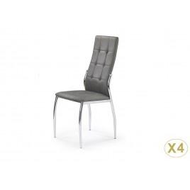 Lot de 4 chaises en cuir écologique gris