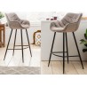 Lot de 2 tabourets de bar velours champagne