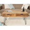 Table basse 1m bois massif de manguier & pied épingle