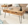 Table basse 1m bois massif de manguier & pied épingle