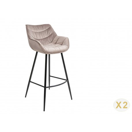 Lot de 2 tabouret de bar similicuir - chaise haute de bar confortable  design scandinave avec dossier