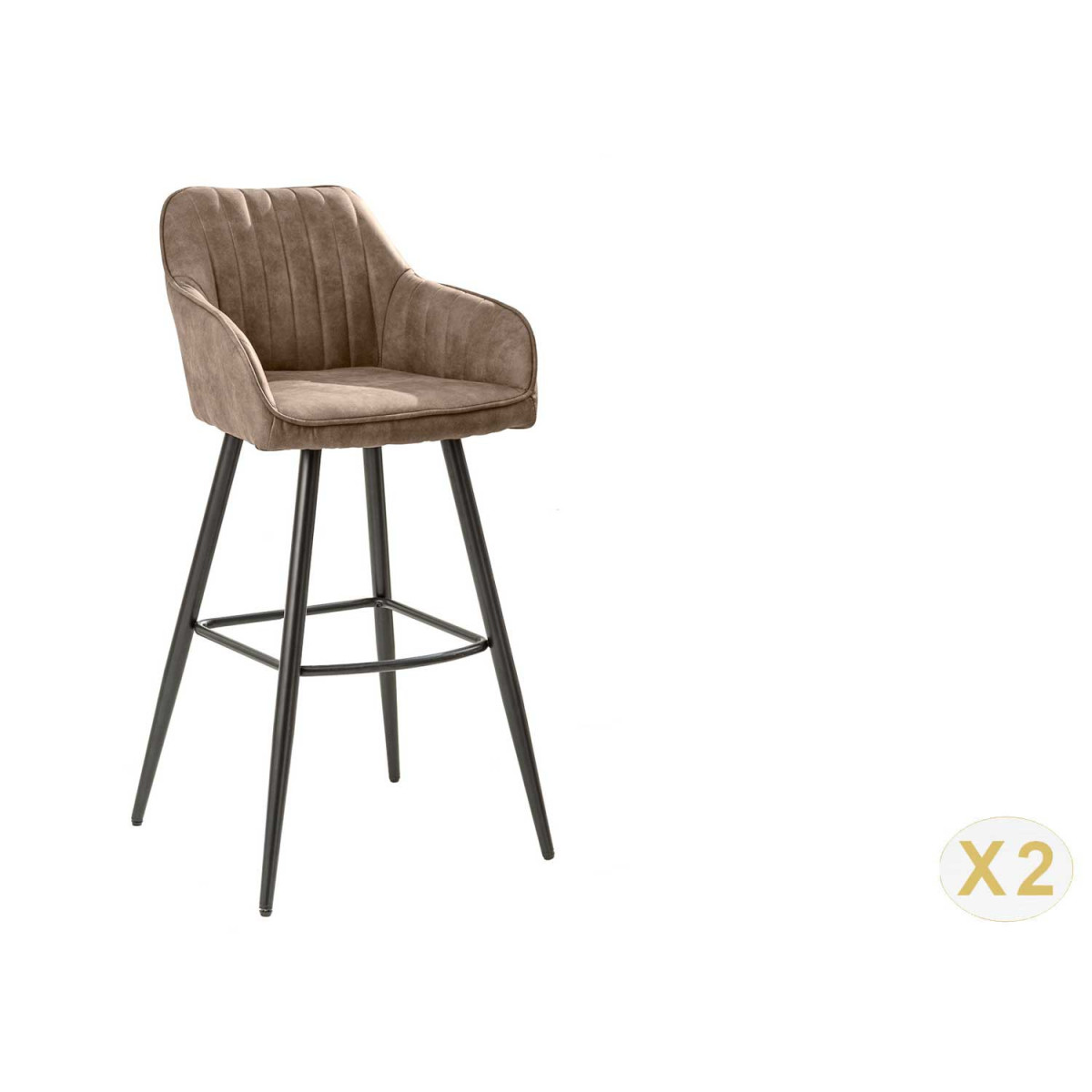 Chaises de bar couleur taupe vintage Issa