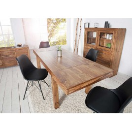 Table de repas avec allonges 120-200 cm bois massif sesham