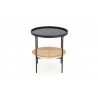 Table d'appoint rotin naturel et plateau rond noir