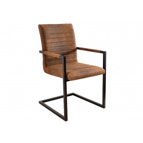 Chaise en porte-à-faux microfibre marron antique