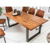 Table à manger bois d'acacia massif et pieds fer gris