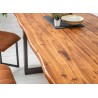 Table à manger bois d'acacia massif et pieds fer gris