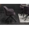 Chaises pivotantes avec accoudoirs velours gris foncé et pieds métal