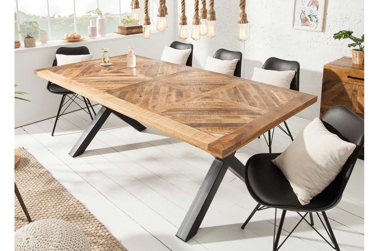 Table à manger bois massif manguier métal rectangulaire 1m80 - Cbc