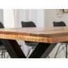 Table à manger rectangulaire bois de manguier et piétement croisé