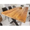Table à manger rectangulaire bois de manguier et piétement croisé