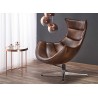 Fauteuil relax pivotant simili cuir marron