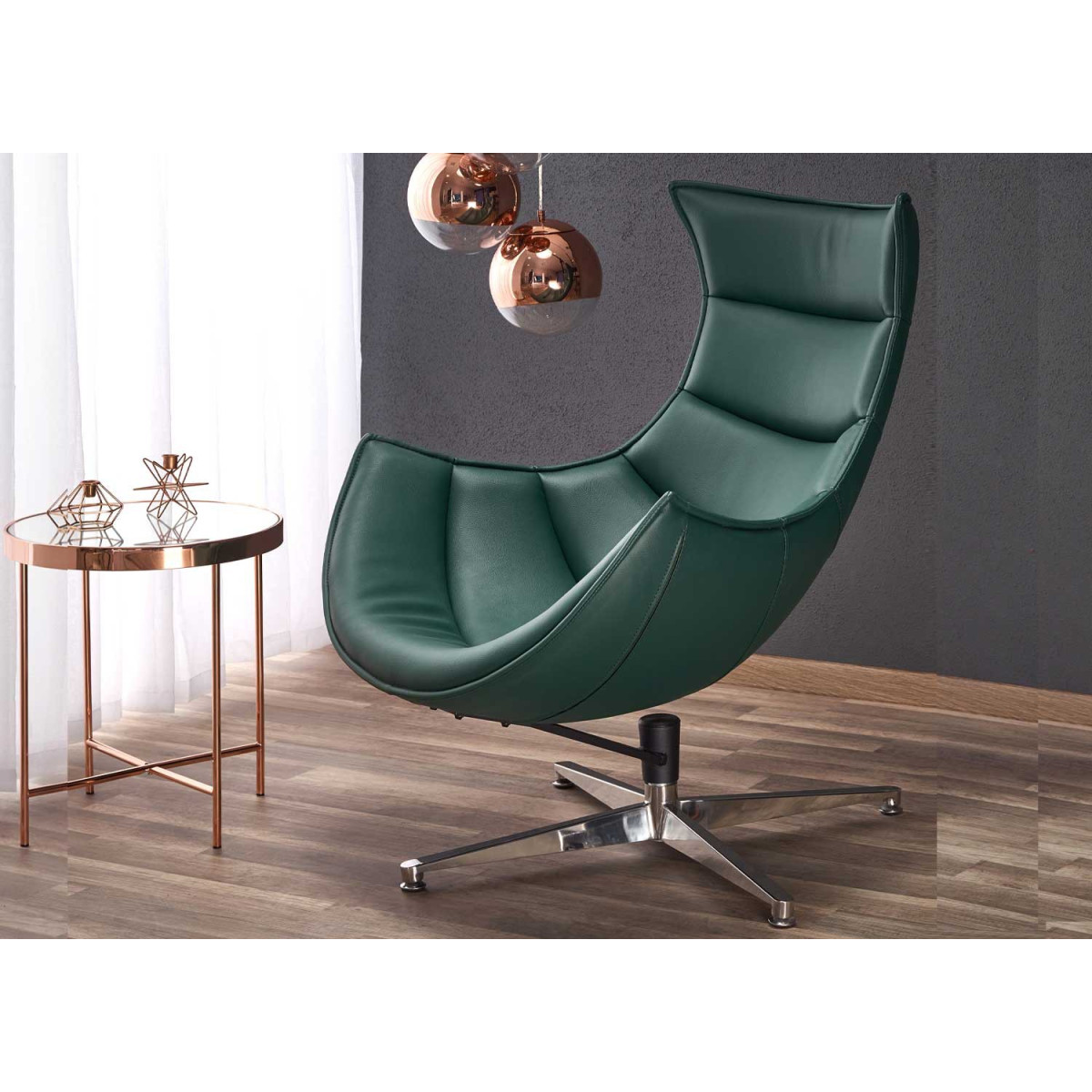 Fauteuil relax pivotant simili cuir vert