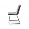 Chaise design simili cuir noir et tissu gris clair
